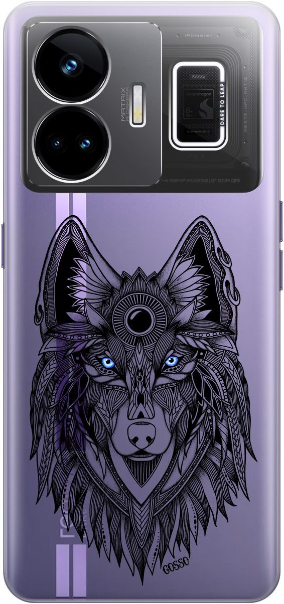 

Чехол на Realme GT Neo 5 "Grand Wolf" прозрачный, Прозрачный;голубой, 158681