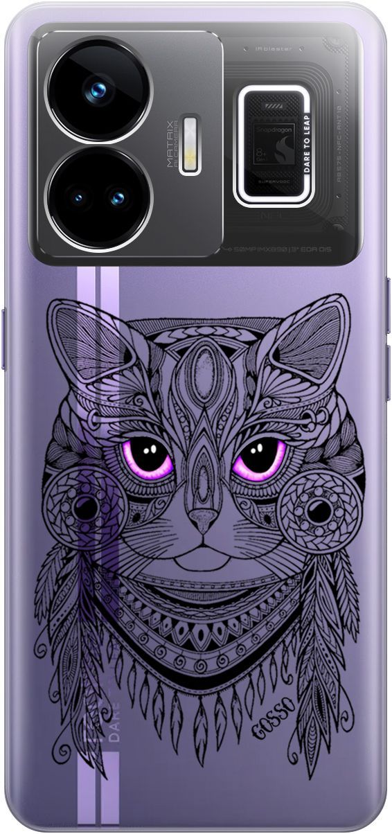 

Чехол на Realme GT Neo 5 "Grand Cat" прозрачный, Прозрачный;фиолетовый, 158681