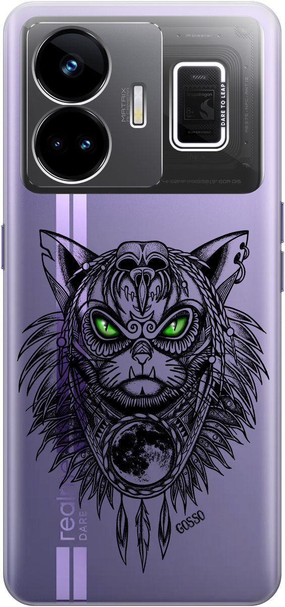 

Чехол на Realme GT Neo 5 "Shaman Cat" прозрачный, Прозрачный;черный, 158681