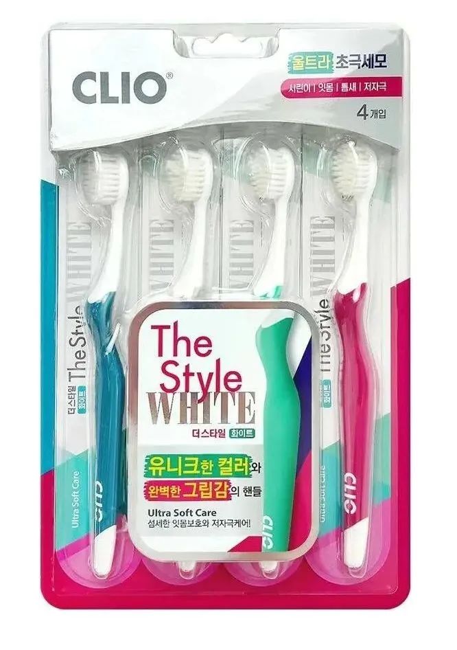 Зубная щетка CLIO The Style White Ultra Soft Care Toothbrush 4ш щетка для кошек и собак beeztees резина зеленый белый