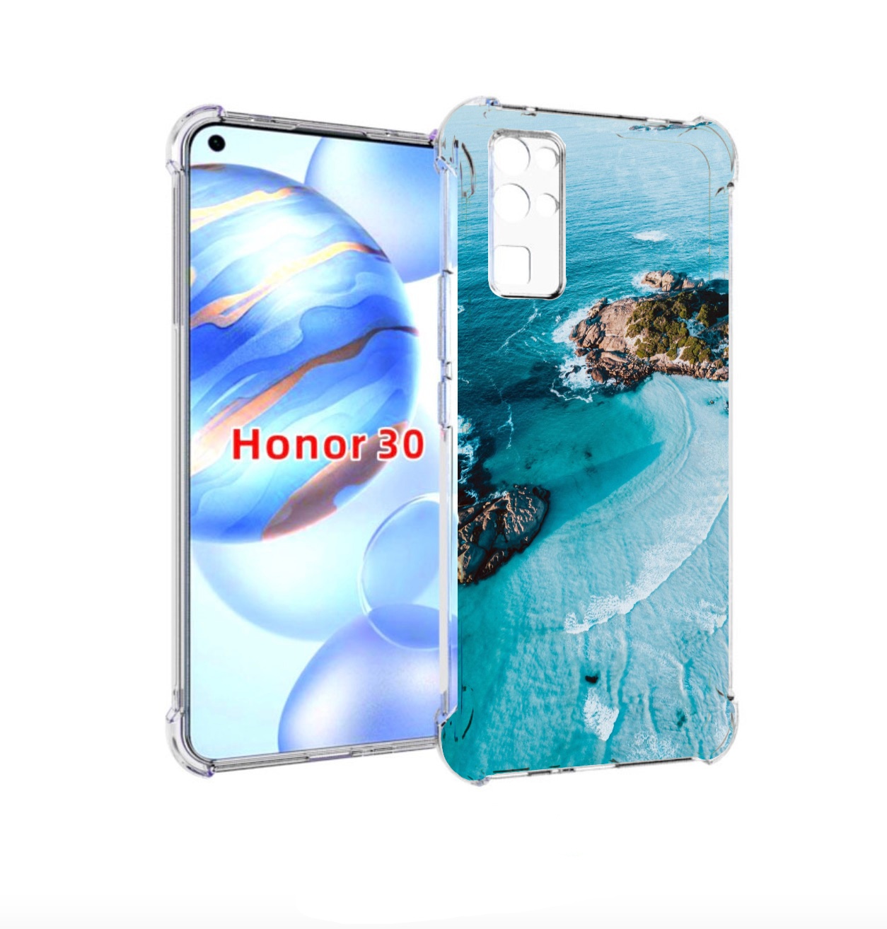 

Чехол бампер MyPads красивый голубой залив для Honor 30 (BMH-AN1, Прозрачный, Tocco