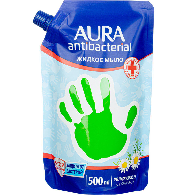 Мыло жидкое AURA с антибакт. эффектом Ромашка 500мл, (2шт.) мыло жидкое aura антибактериальное чайное дерево 500 мл