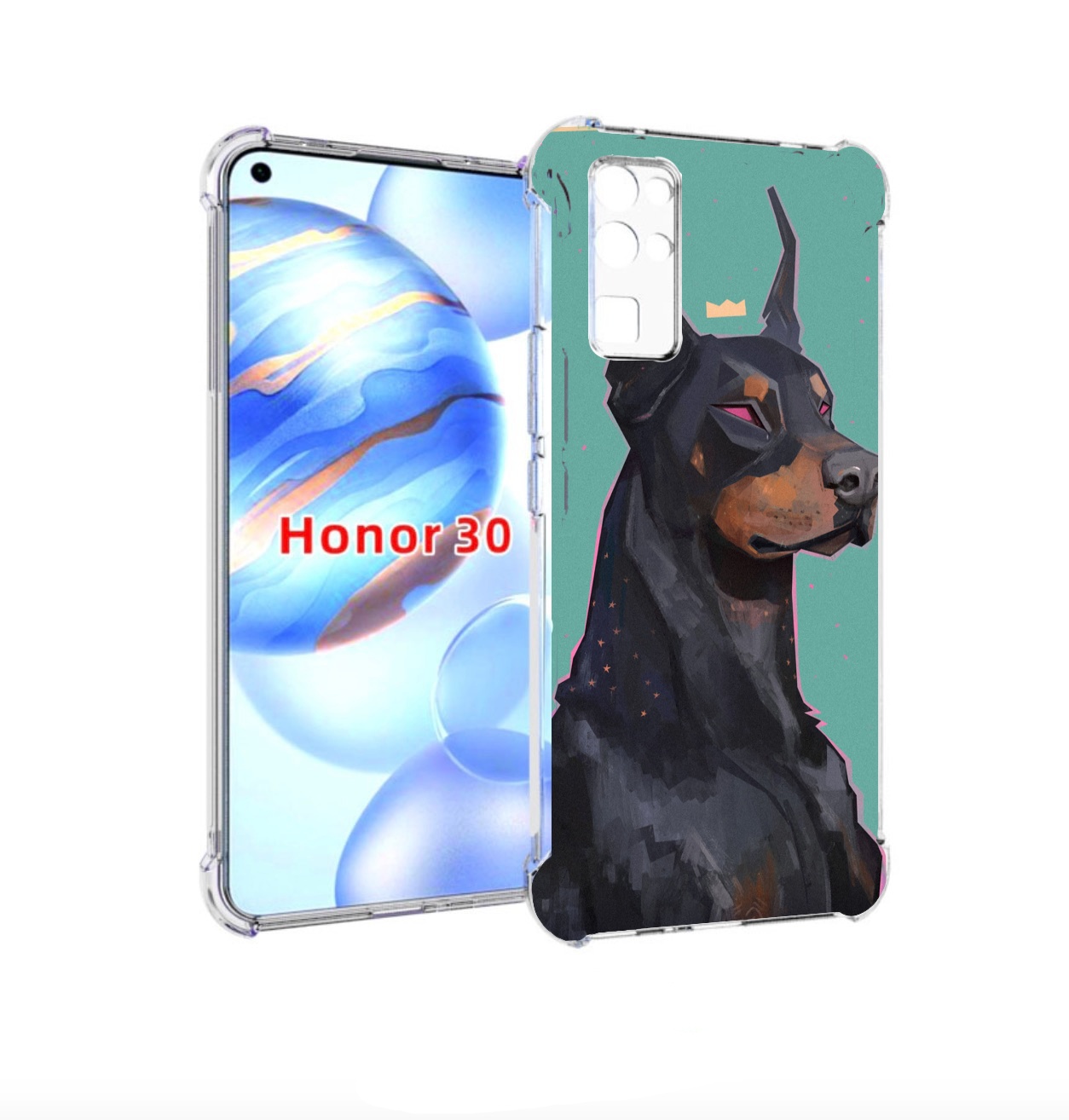 

Чехол бампер MyPads красивый-доберман для Honor 30 (BMH-AN10) пр, Прозрачный, Tocco