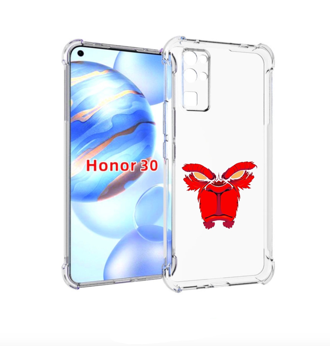 

Чехол бампер MyPads красная обезьяна в темноте для Honor 30 (BMH, Прозрачный, Tocco
