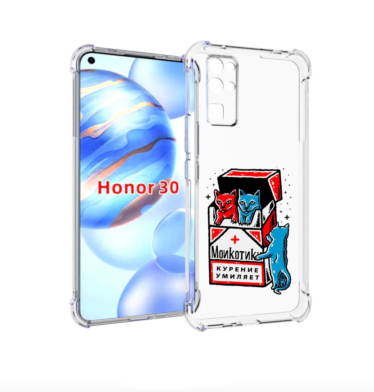 

Чехол бампер MyPads красно-синие-коты для Honor 30 (BMH-AN10) пр, Прозрачный, Tocco