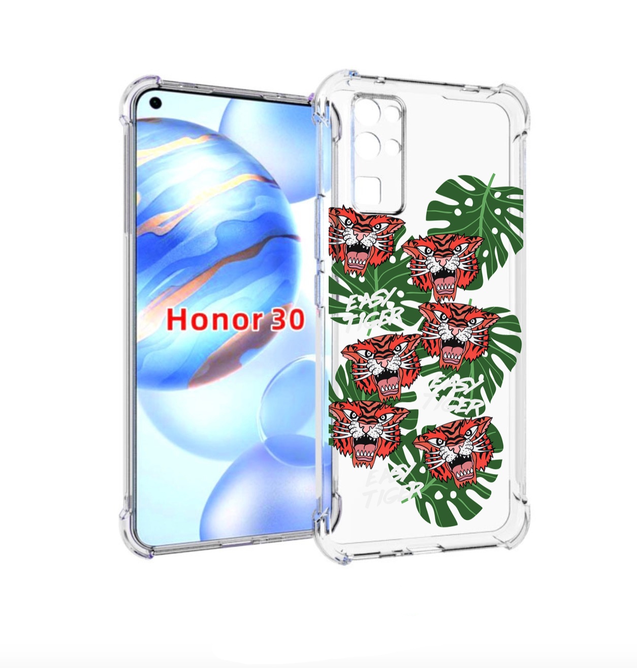 Чехол бампер MyPads красные-тигры для Honor 30 (BMH-AN10) против