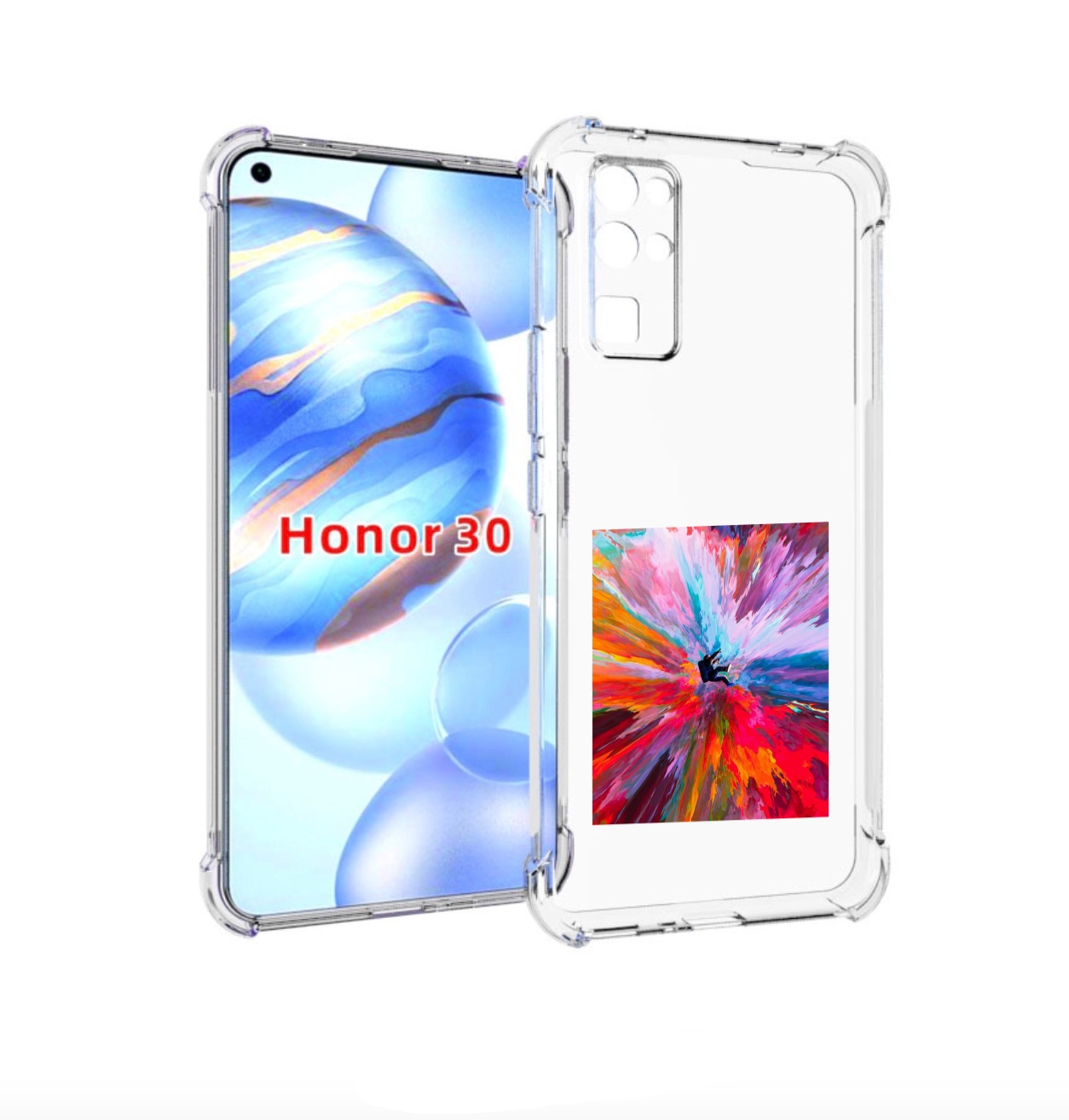 

Чехол бампер MyPads красочный астранавт для Honor 30 (BMH-AN10), Прозрачный, Tocco