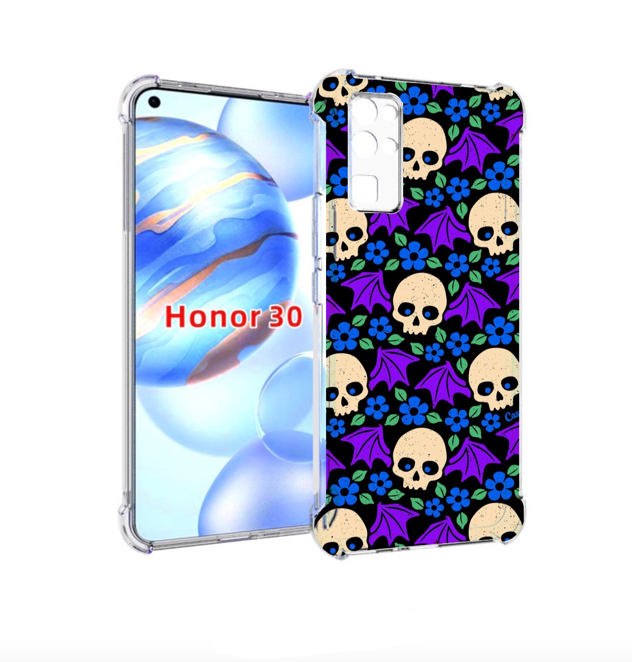 

Чехол бампер MyPads крылатые черепа для Honor 30 (BMH-AN10) прот, Прозрачный, Tocco