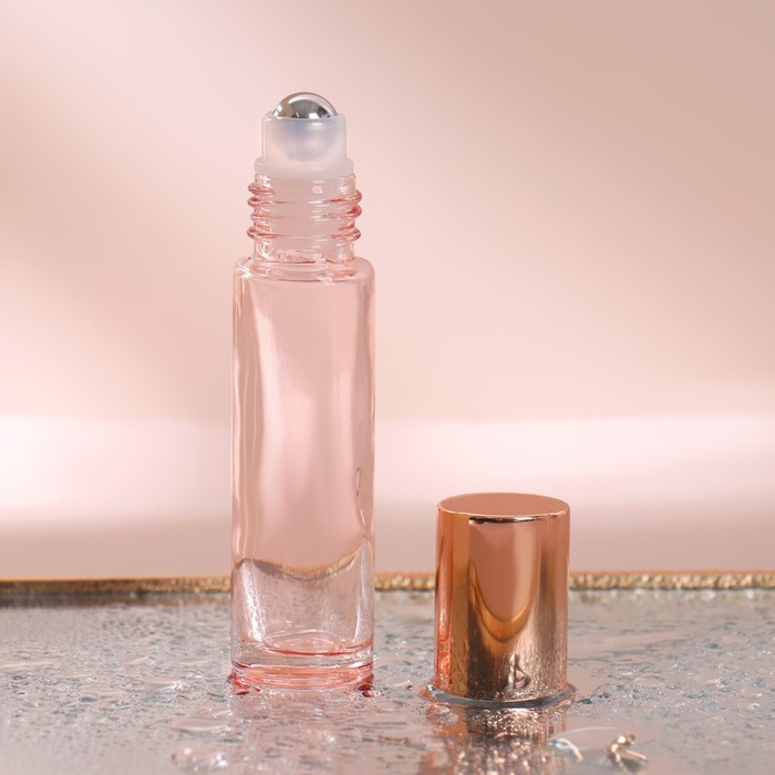 Дорожный флакон для парфюма, с металлическим роликом, 10 мл, розовый бисер стекло 8 0 перламутр меланж розовый 10 гр