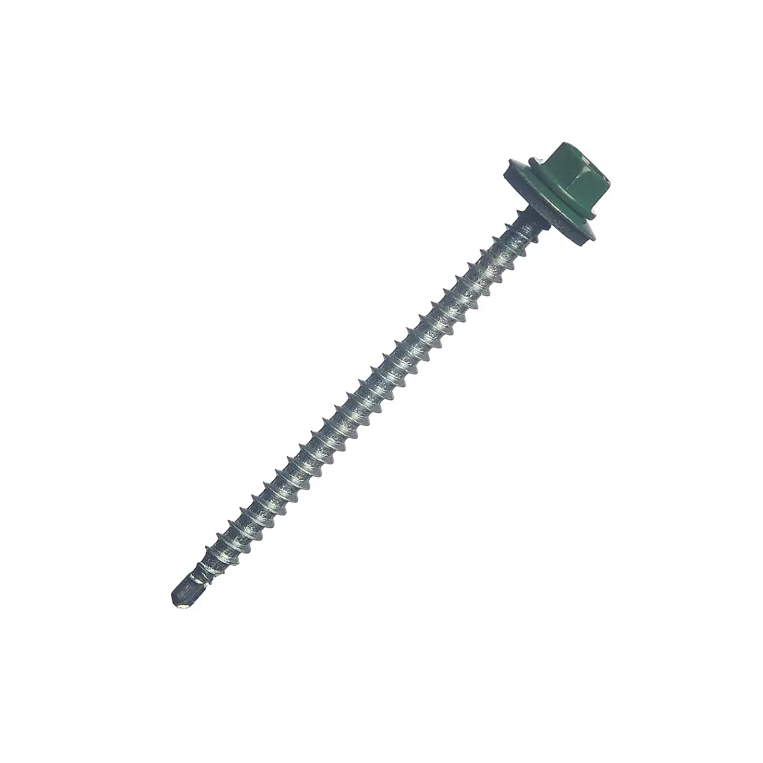 

Кровельные саморезы с буром 4.8x70 цвет зеленый 100 шт./уп.