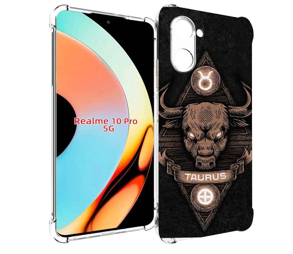 

Чехол бампер MyPads знак зодиака телец 2 для Realme 10 Pro проти..., Прозрачный, Tocco