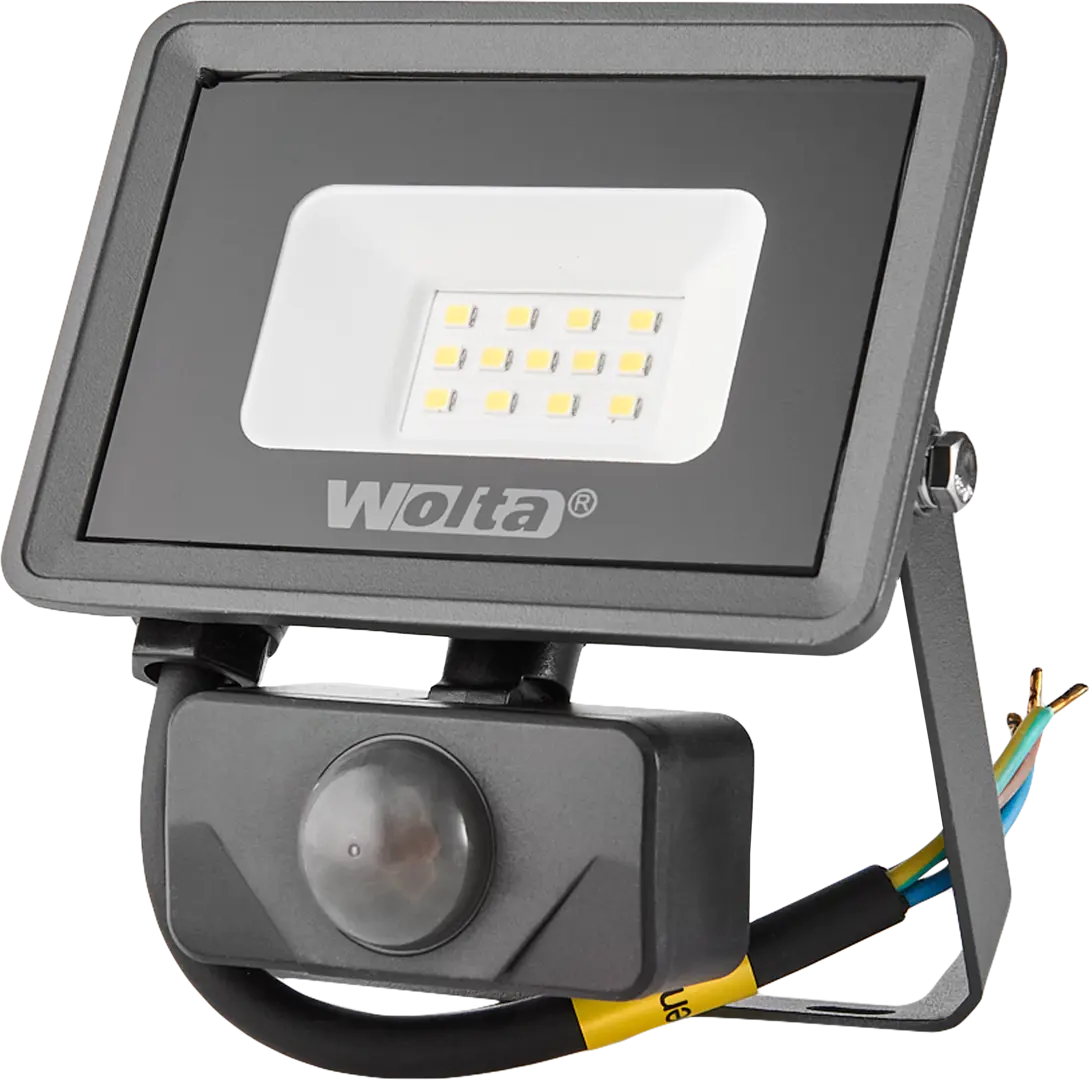 Прожектор Wolta WFL-10W/06S 900 Лм с датчиком движения прожектор светодиодный gauss elementary led 20w 1380lm ip65 6500к с датчиком движения 1 30