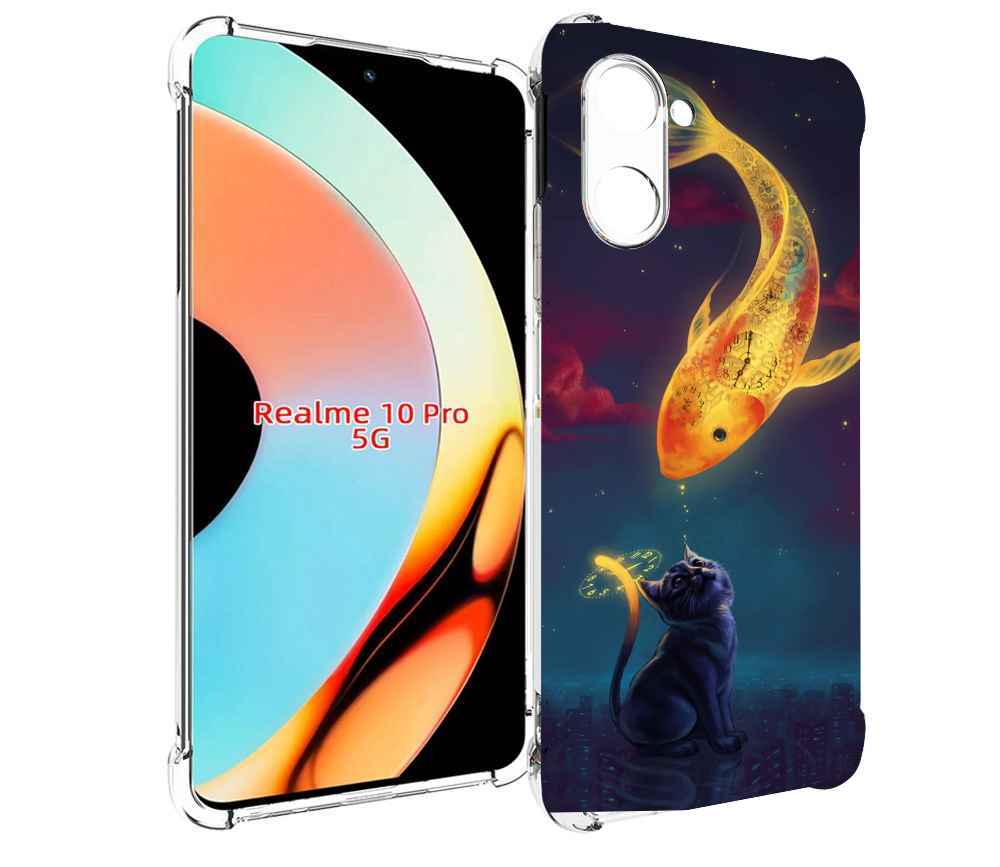 

Чехол бампер MyPads золотая-рыбка-часовая для Realme 10 Pro прот..., Прозрачный, Tocco