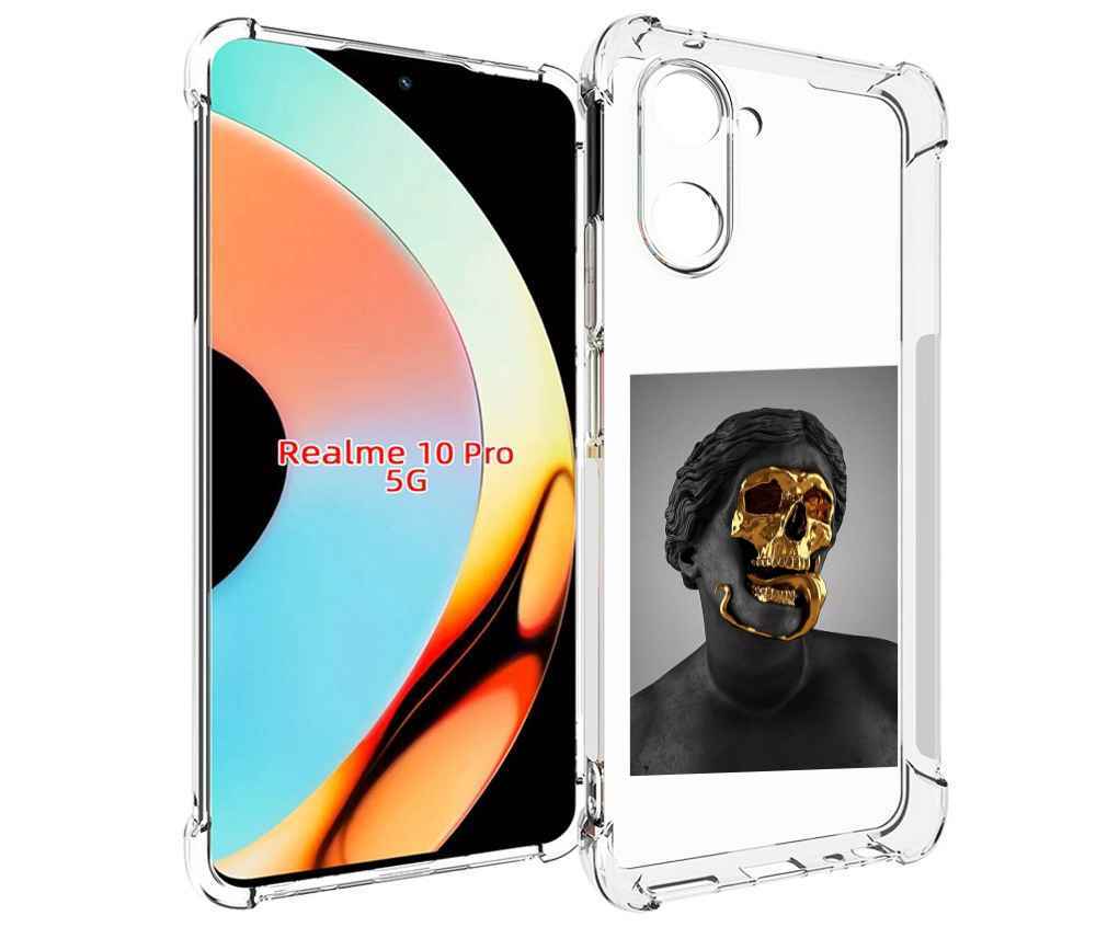 

Чехол бампер MyPads золотой череп в статуе для Realme 10 Pro про..., Прозрачный, Tocco