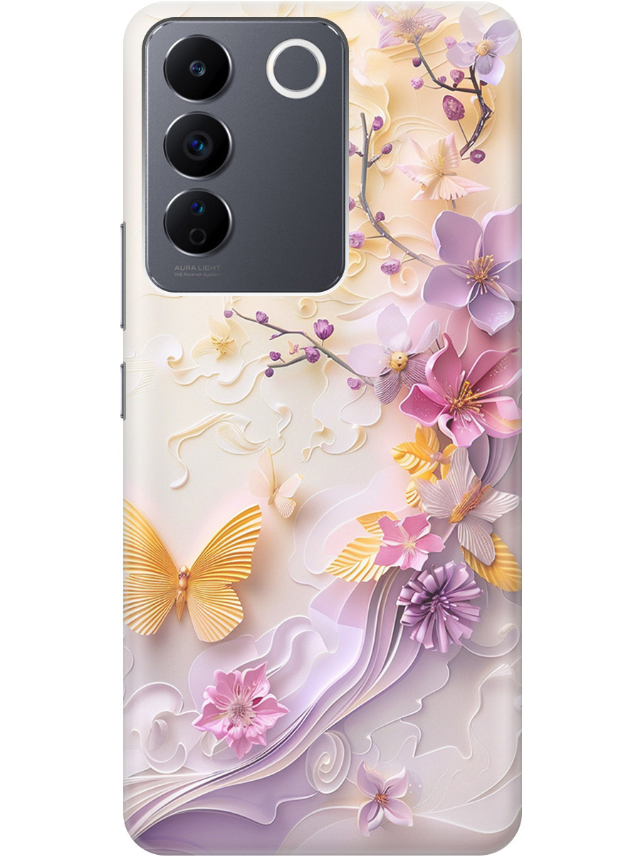 

Силиконовый чехол на Vivo V27e с принтом "Оранжевые бабочки", Прозрачный;белый;оранжевый;фиолетовый, 768743023