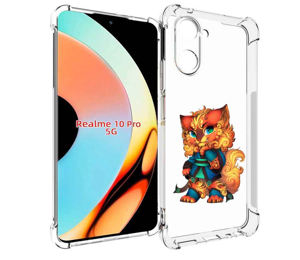 

Чехол бампер MyPads золотой-кот для Realme 10 Pro противоударный, Прозрачный, Tocco