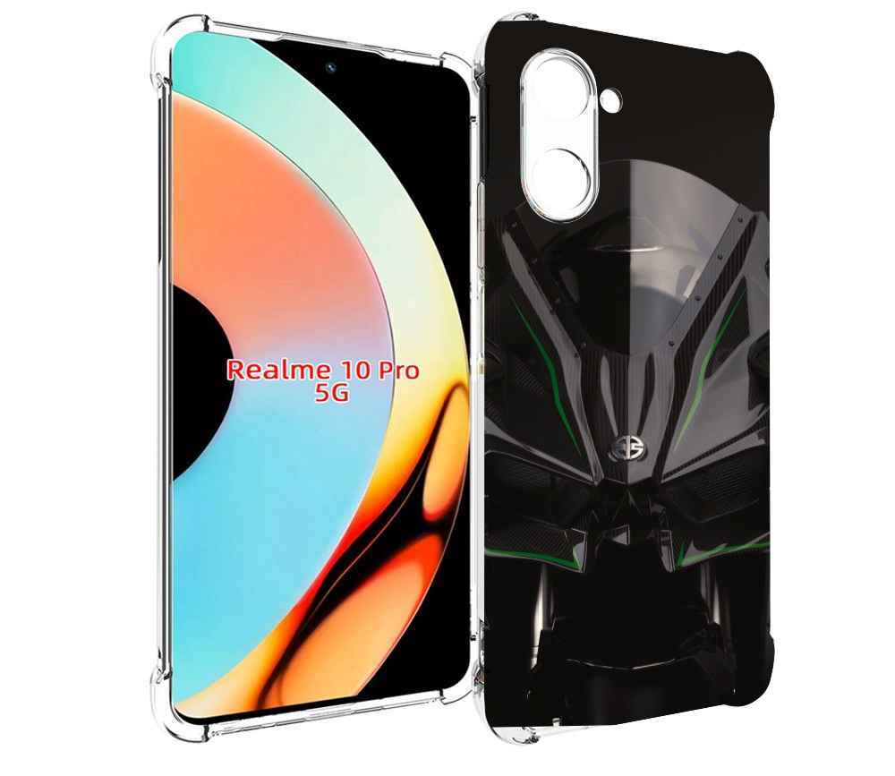

Чехол бампер MyPads кавасаки мото для Realme 10 Pro противоударный, Прозрачный, Tocco