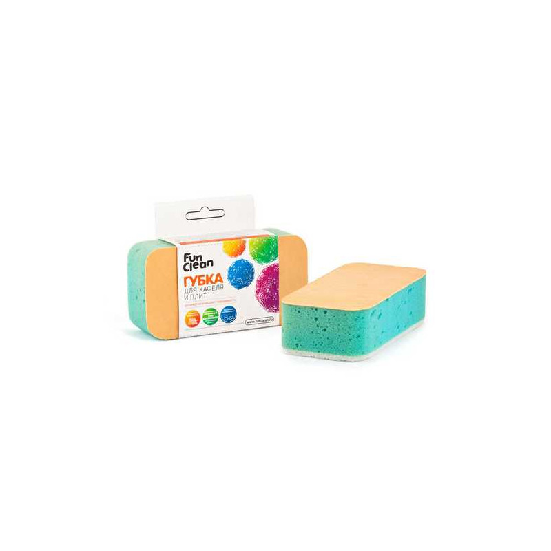 

Губка для кафеля и плит Fun Clean. 1 шт, Оранжевый;белый