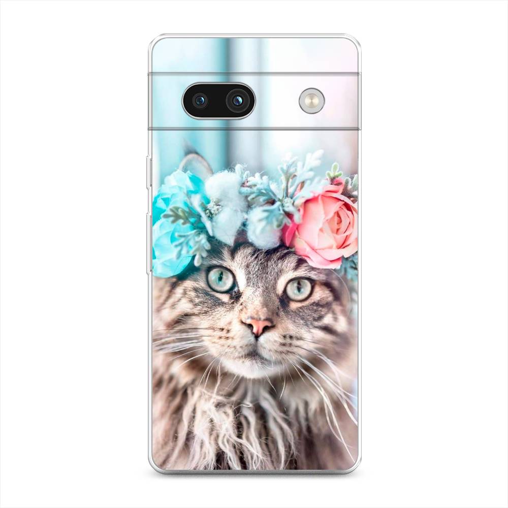 

Чехол Awog на Google Pixel 7A "Кот в венке", Серый;голубой;розовый, 271450-2