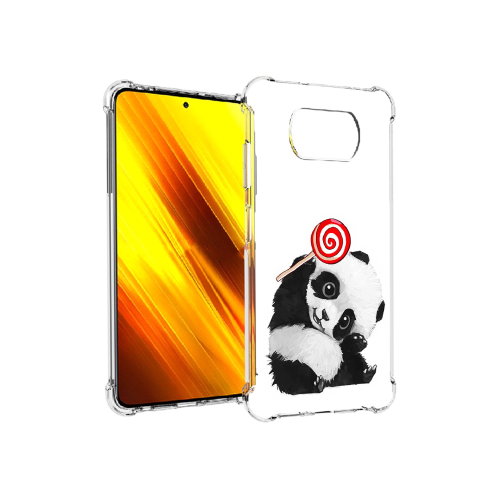 

Чехол MyPads Tocco для Xiaomi Poco X3 панда с леденцом (PT154881.262.534), Прозрачный, Tocco