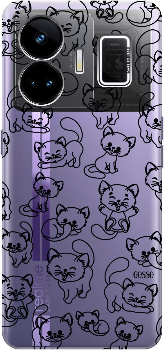 

Чехол на Realme GT Neo 5 "Cute Kitties" прозрачный, Прозрачный;черный, 158681