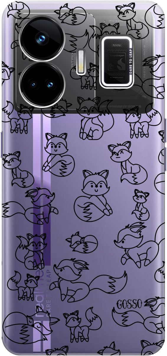 

Чехол на Realme GT Neo 5 "Funny Foxes" прозрачный, Прозрачный;черный, 158681