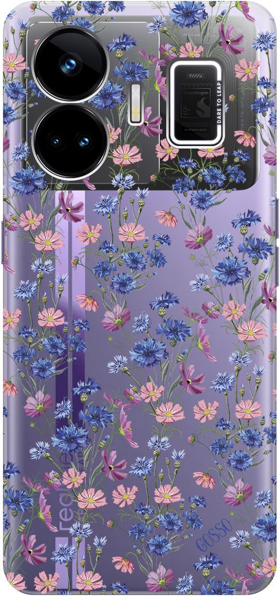 

Чехол на Realme GT Neo 5 "Lovely Cornflowers" прозрачный, Прозрачный;голубой, 158681