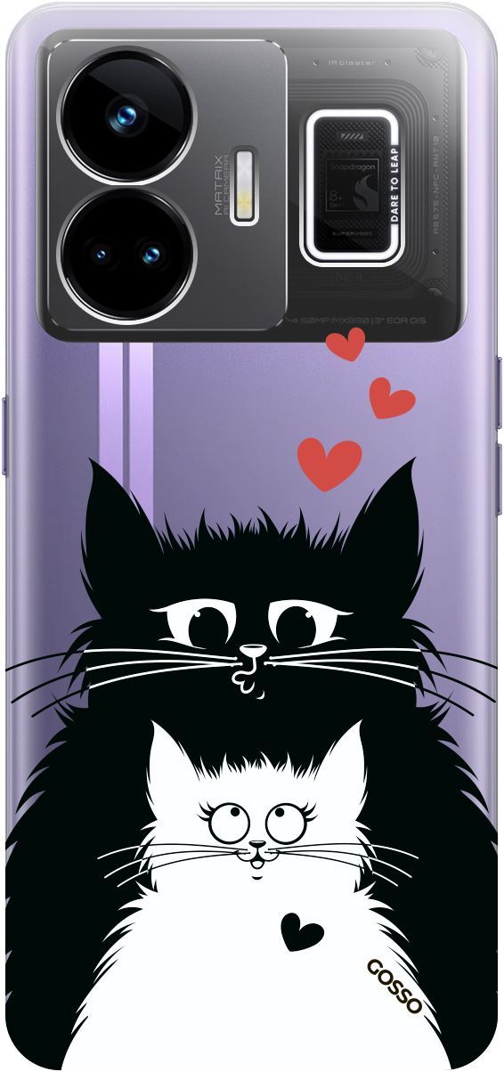 

Чехол на Realme GT Neo 5 "Cats in Love" прозрачный, Прозрачный;белый, 158681