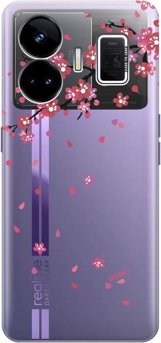 

Чехол на Realme GT Neo 5 "Sakura" прозрачный, Прозрачный;коричневый, 158681