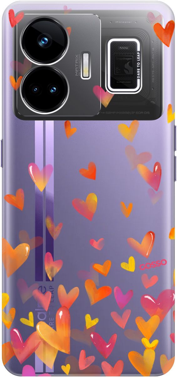 

Чехол на Realme GT Neo 5 "Flying Hearts" прозрачный, Прозрачный;желтый, 158681