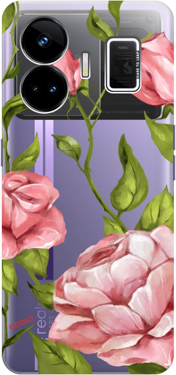 

Чехол на Realme GT Neo 5 "Amazing Roses" прозрачный, Прозрачный;белый, 158681