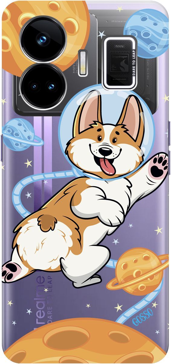 

Чехол на Realme GT Neo 5 "CosmoCorgi" прозрачный, Прозрачный;коричневый, 158681
