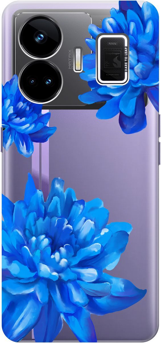 

Чехол на Realme GT Neo 5 "Amazing Asters" прозрачный, Прозрачный;голубой, 158682