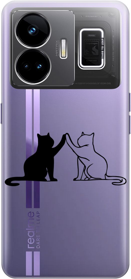 

Чехол на Realme GT Neo 5 "Cats" прозрачный, Прозрачный;черный, 158682