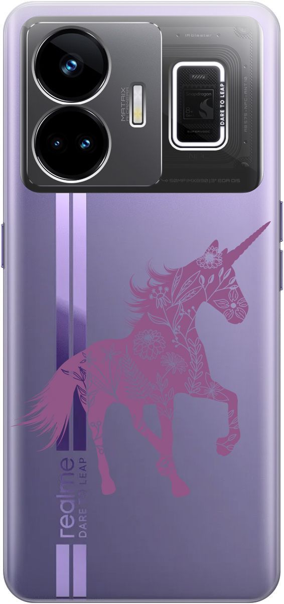 

Чехол на Realme GT Neo 5 "Floral Unicorn" прозрачный, Прозрачный;фиолетовый, 158682