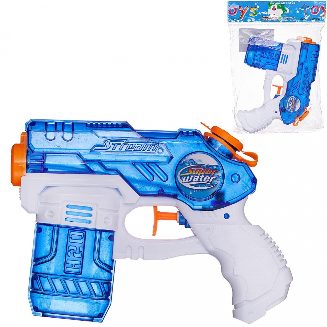 Водное оружие игрушечное Junfa Пистолет сине-белый 140мл 981/сине-белый