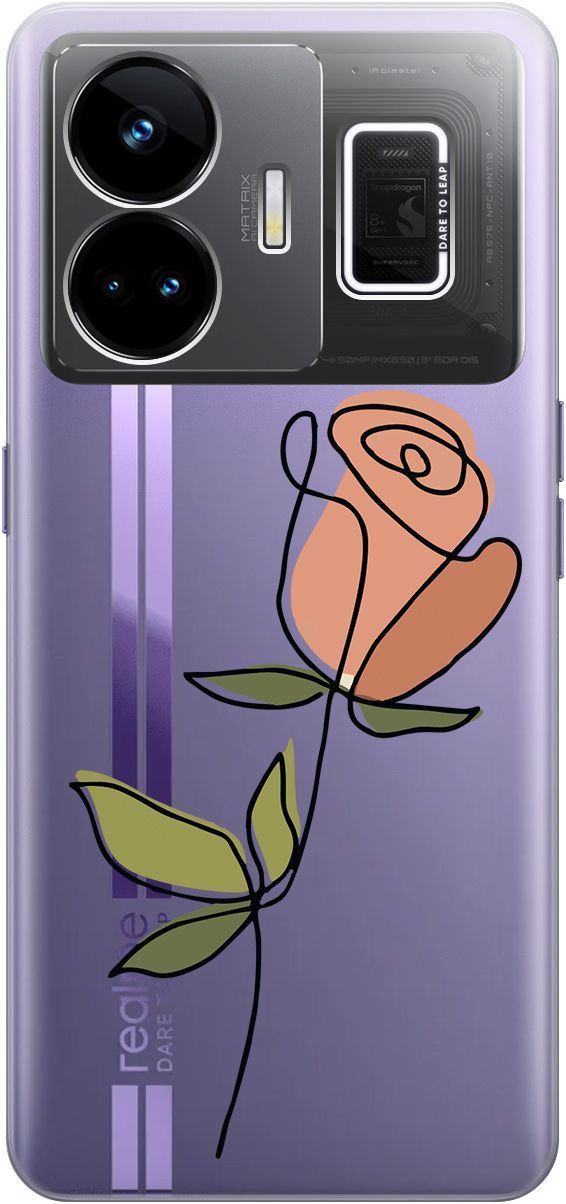 

Чехол на Realme GT Neo 5 "Rose" прозрачный, Прозрачный;зеленый, 158682