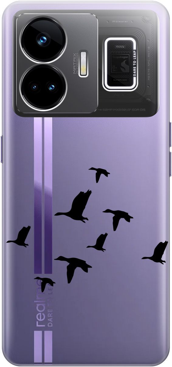 

Чехол на Realme GT Neo 5 "Flock of Ducks" прозрачный, Прозрачный;черный, 158683