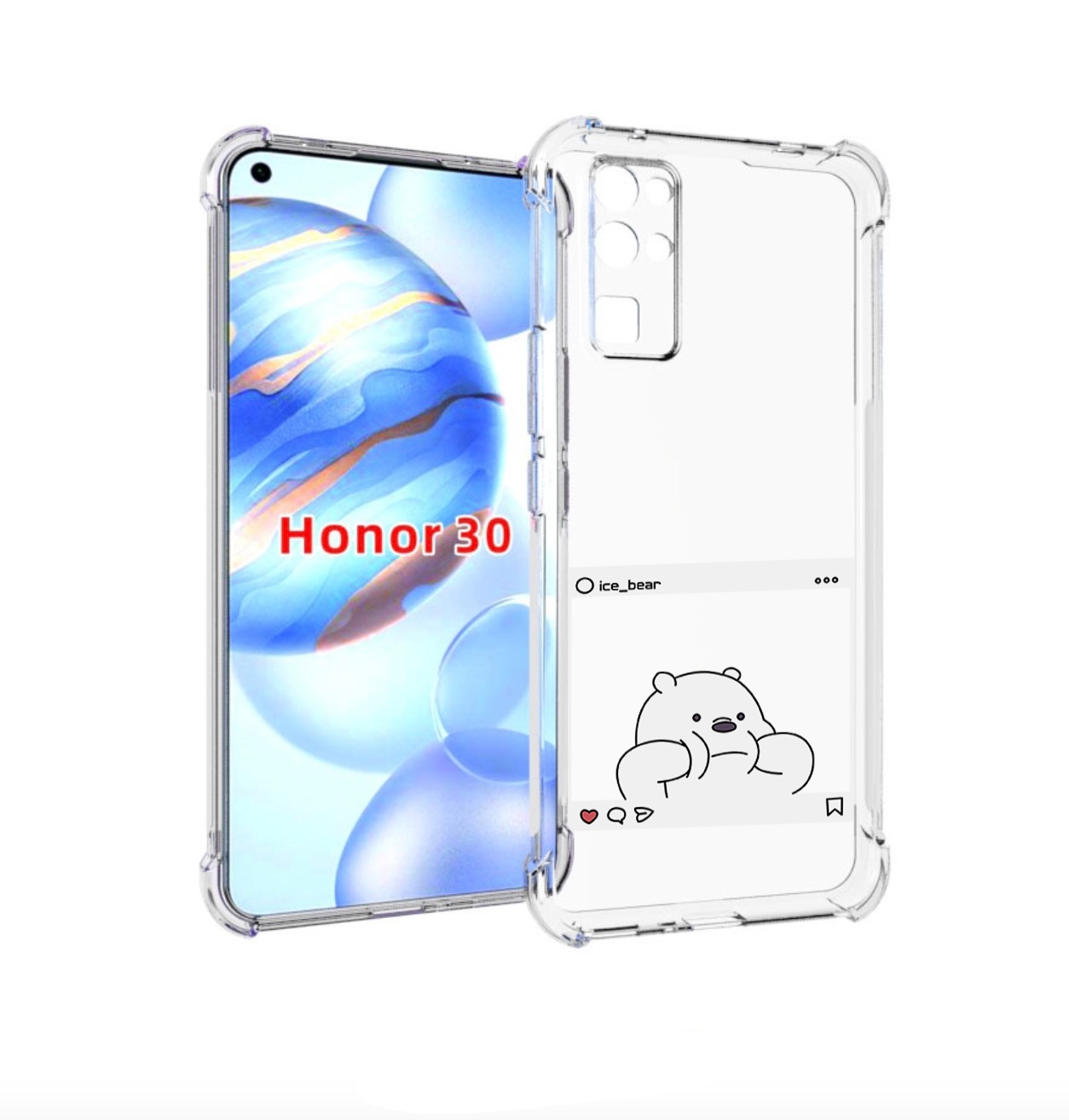 

Чехол бампер MyPads ледяной-медведь для Honor 30 (BMH-AN10) прот, Прозрачный, Tocco