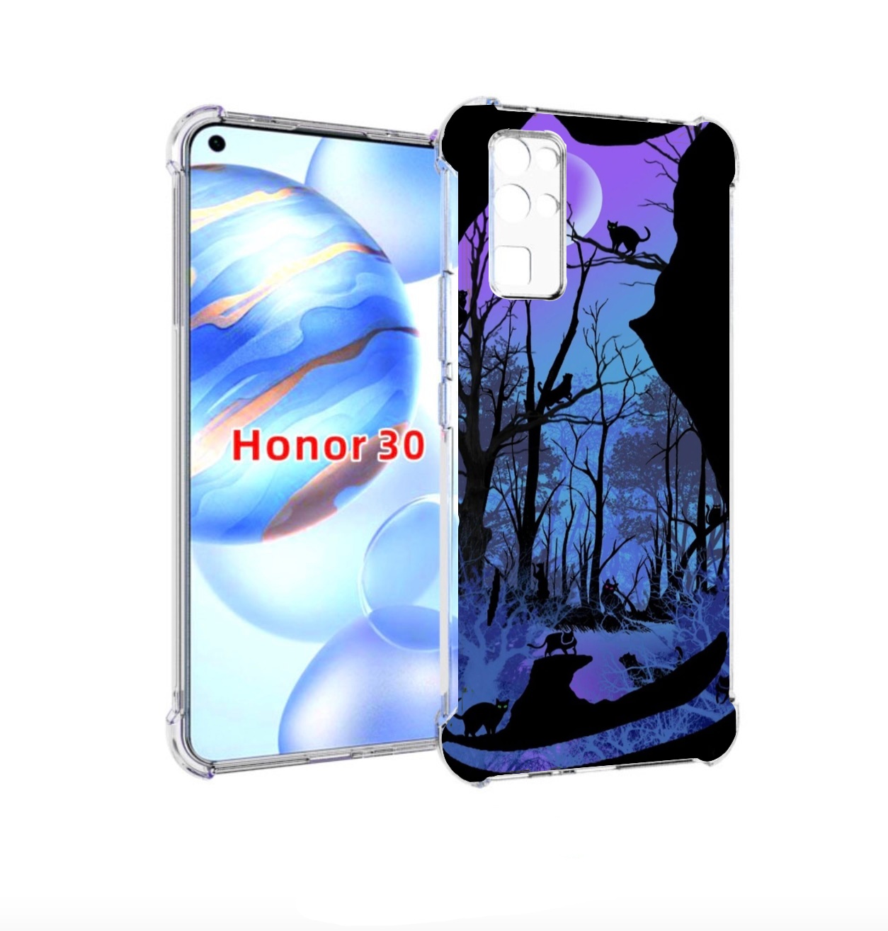 

Чехол бампер MyPads лес внутри кота для Honor 30 (BMH-AN10) прот, Прозрачный, Tocco