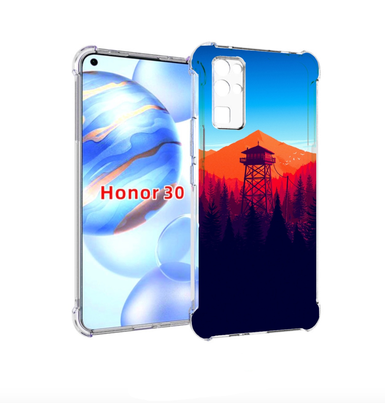 

Чехол бампер MyPads лес с оранжевыми горами для Honor 30 (BMH-AN, Прозрачный, Tocco