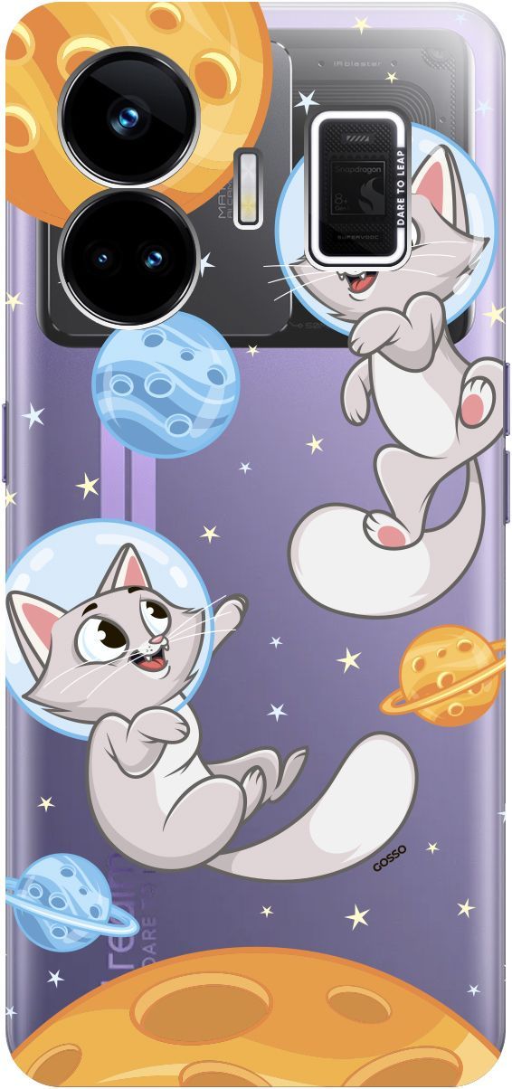 

Чехол на Realme GT Neo 5 "CosmoCats" прозрачный, Прозрачный;оранжевый, 158683