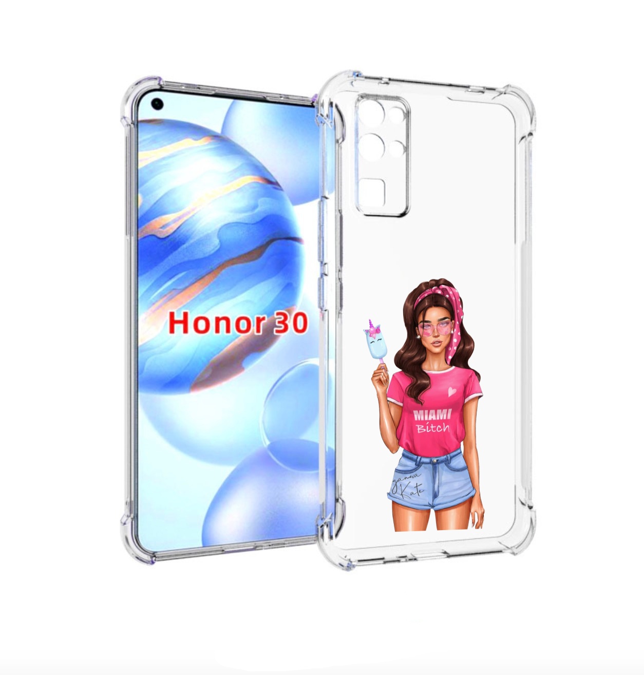 

Чехол бампер MyPads майами-битч женский для Honor 30 (BMH-AN10), Прозрачный, Tocco
