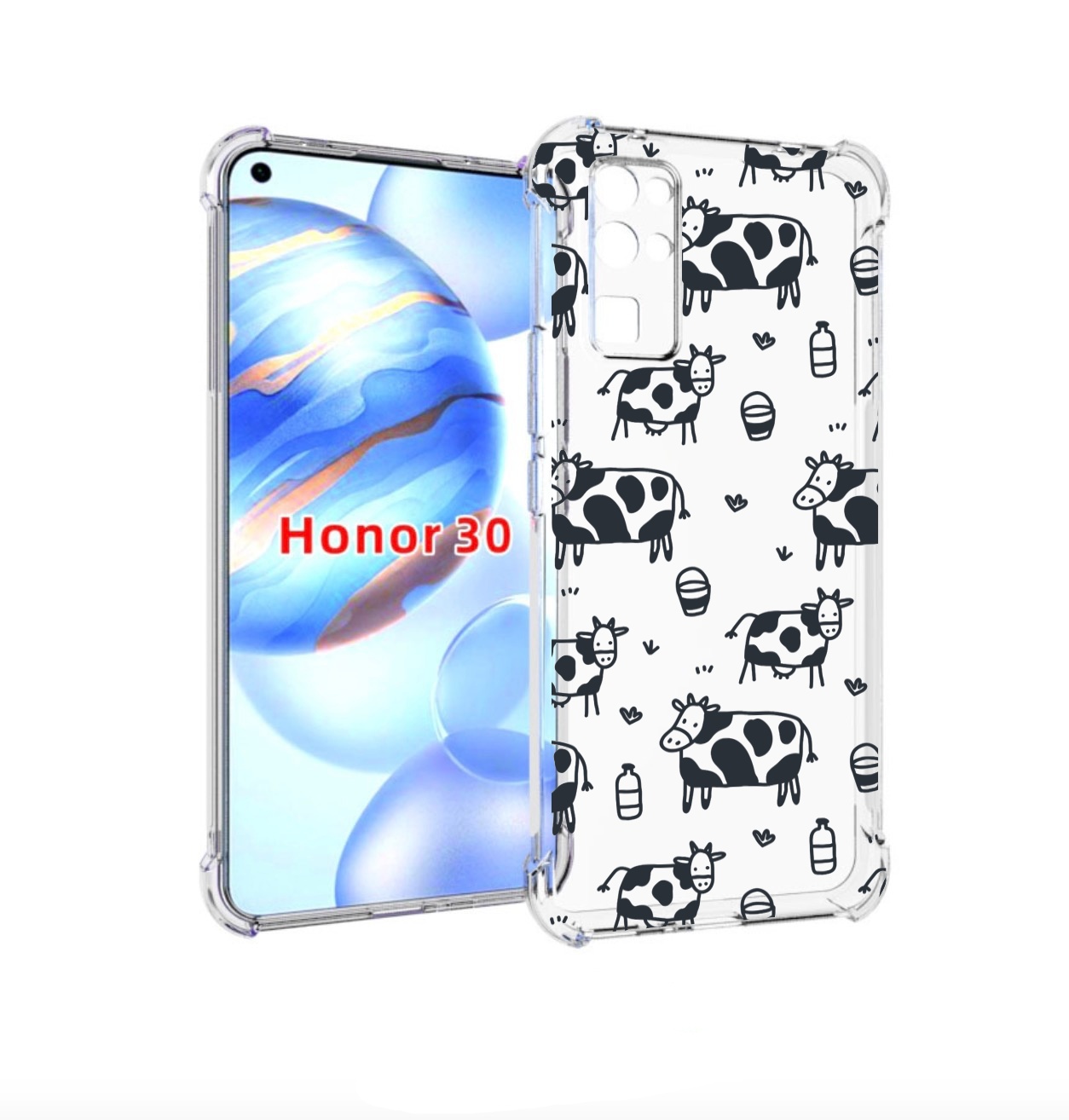 

Чехол бампер MyPads маленькие-коровки для Honor 30 (BMH-AN10) пр, Прозрачный, Tocco