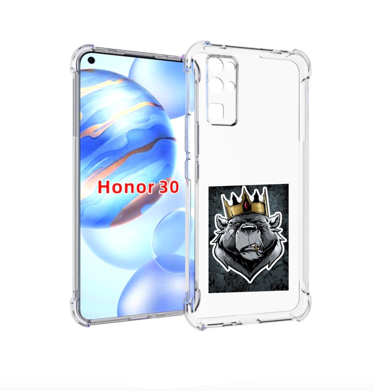 

Чехол бампер MyPads медведь с короной для Honor 30 (BMH-AN10) пр, Прозрачный, Tocco