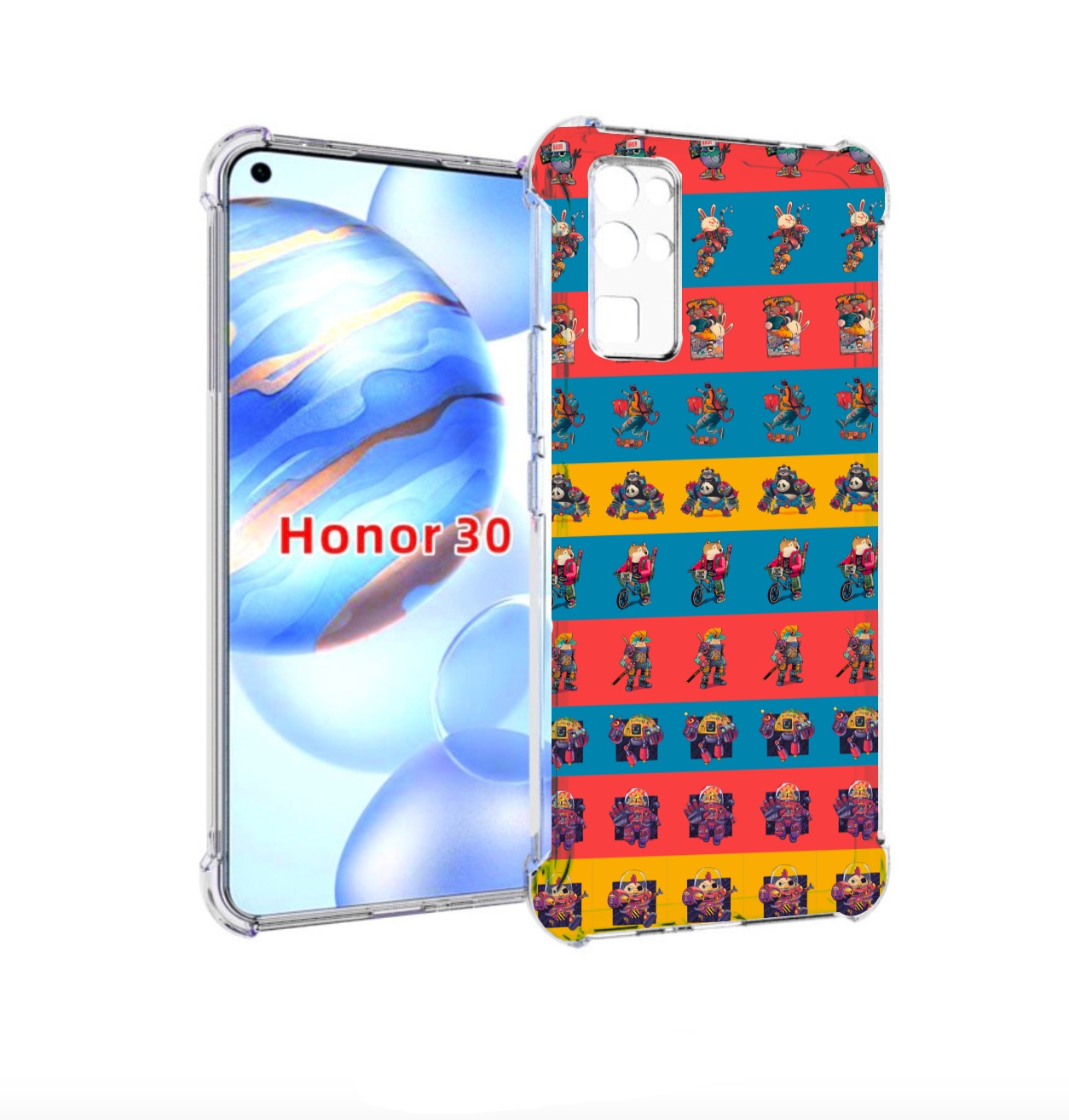 

Чехол бампер MyPads много стикеров для Honor 30 (BMH-AN10) прот, Прозрачный, Tocco
