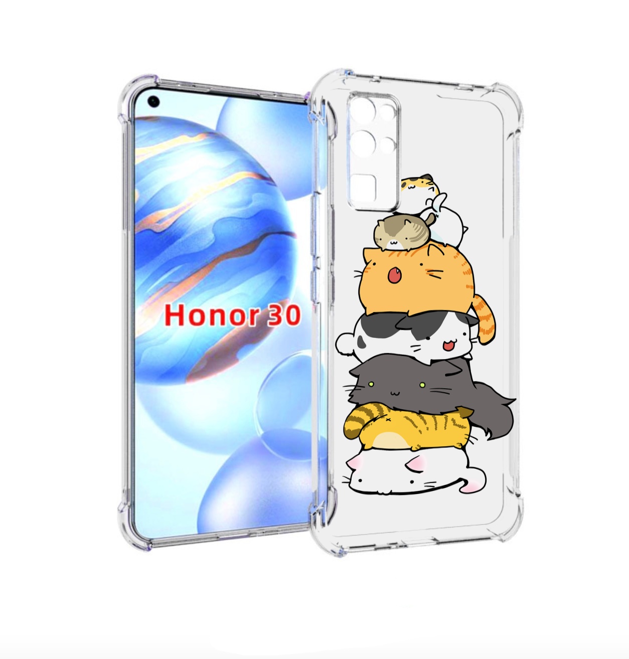 

Чехол бампер MyPads много-маленьких-котиков для Honor 30 (BMH-AN, Прозрачный, Tocco