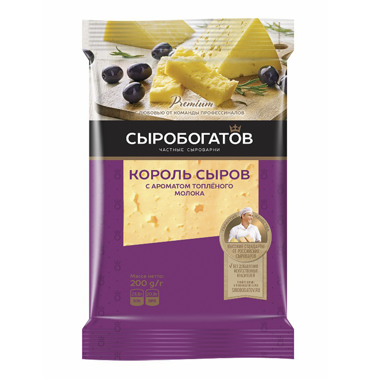 

Сыр полутвердый Сыробогатов Король Сыров 40% 200 г