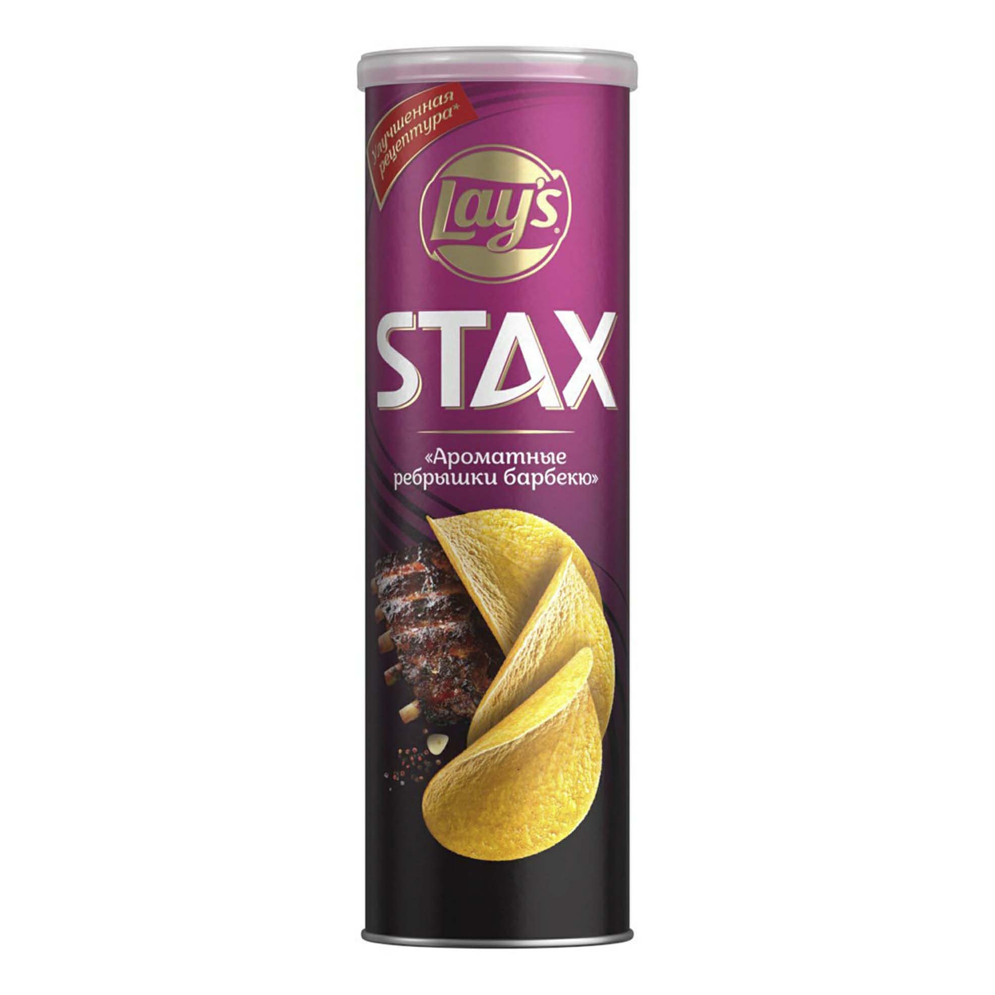 

Чипсы картофельные Lay's Stax Ароматные ребрышки барбекю 140 г