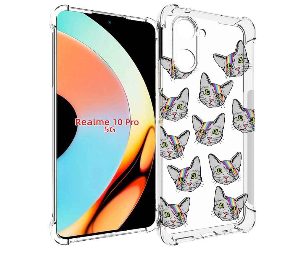 

Чехол бампер MyPads кот-с-молнией-на-лбу для Realme 10 Pro проти..., Прозрачный, Tocco